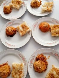 High angle view of dessert in plate on table