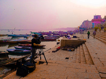 View of harbor against sky