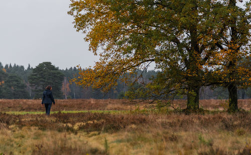 Silhouette of woman standing on field