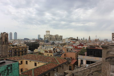 High angle view of townscape against sky