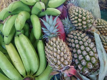 High angle view of fruits for sale in market