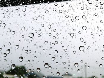 Full frame shot of raindrops on glass window