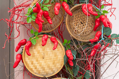 High angle view of fruits on table