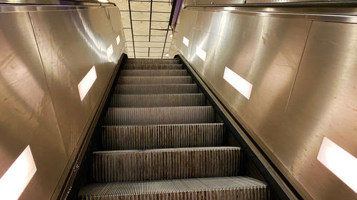 High angle view of escalator