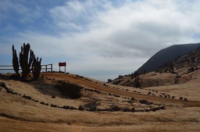 Scenic view of arid landscape against sky