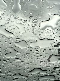 Full frame shot of raindrops on glass window