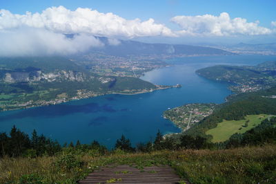 Scenic view of sea against cloudy sky