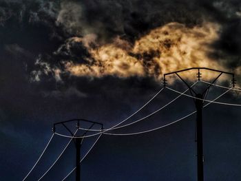 Low angle view of electricity pylon against sky