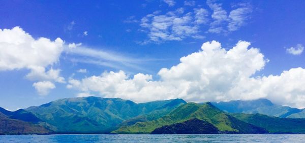 Scenic view of sea against cloudy sky