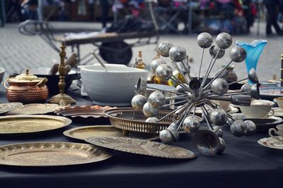 Close-up of utensils on table