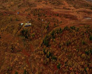 High angle view of road amidst land