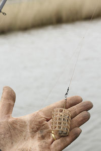 Close-up of bait of fishing rod