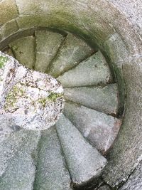 High angle view of spiral staircase