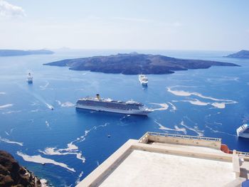 Aerial view of boats in sea