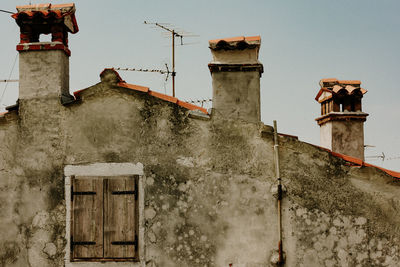 Low angle view of old building against sky