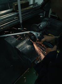 High angle view of machinery at factory