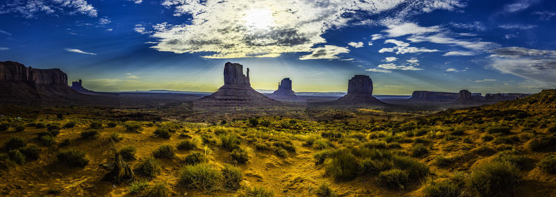 View of landscape against cloudy sky