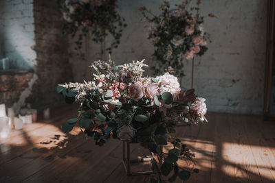 Close-up of flower vase on table