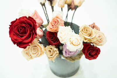 High angle view of rose bouquet