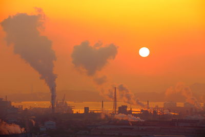 Factory smoke and morning sun