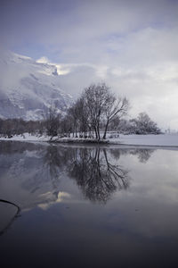 Scenic view of lake against sky