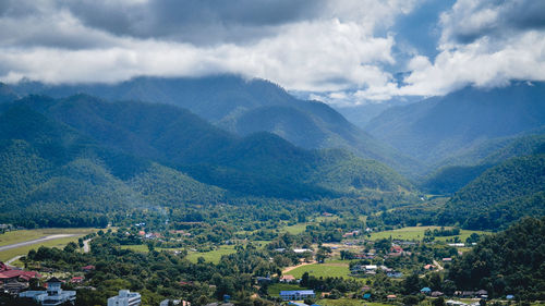 Scenic view of mountains against sky