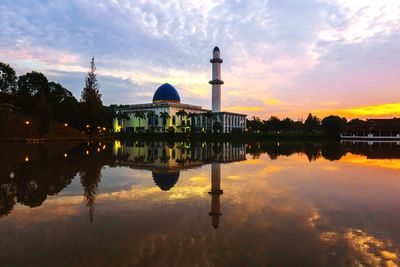 Reflection of church in water