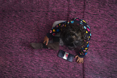 Child using a mobile phone