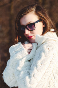 Portrait of woman in snow