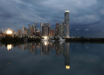 Illuminated city at night