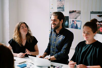 View of people in office meeting