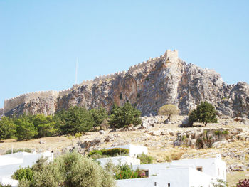 Scenic view of mountains against clear sky