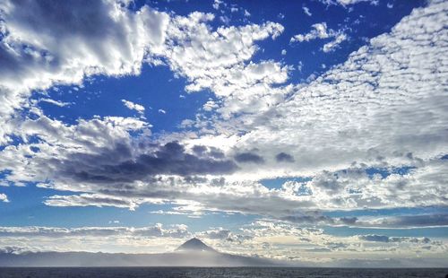 Scenic view of sea against cloudy sky