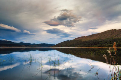 Scenic view of lake against sky