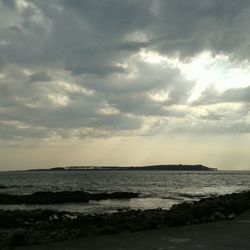 Scenic view of sea against cloudy sky