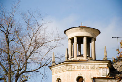 Low angle view of water tower against sky