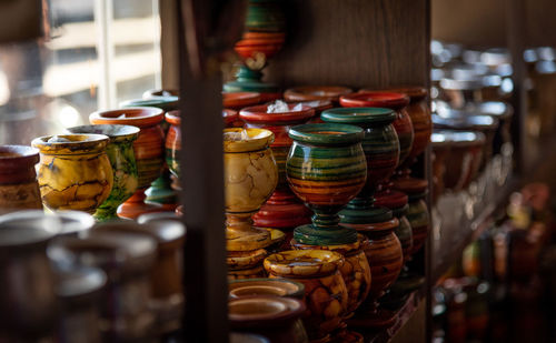 Close-up of containers for sale