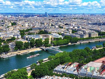 High angle view of buildings in city