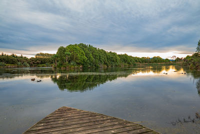 Scenic view of lake against sky