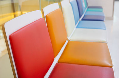 High angle view of multi colored pencils on table