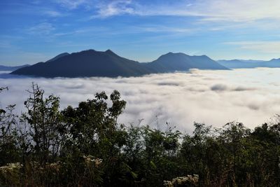 Scenic view of mountains against sky