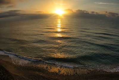 Scenic view of sea against sky during sunset