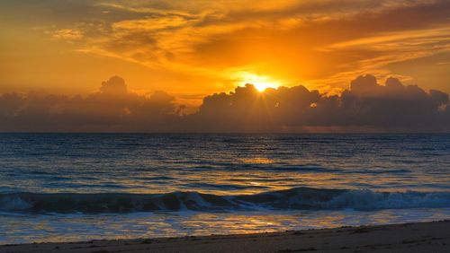 Scenic view of sea against sky during sunset