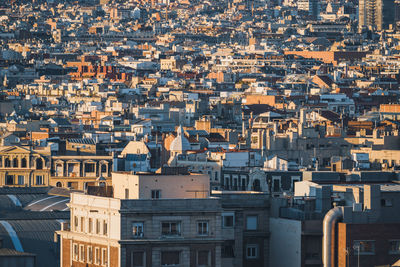 High angle view of buildings in city