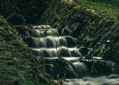 Blurred motion of waterfall in forest