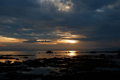 Scenic view of sea during sunset