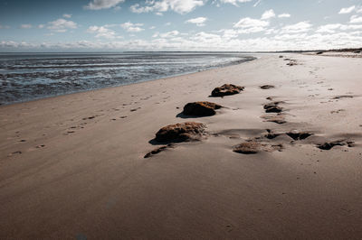 Scenic view of beach against sky