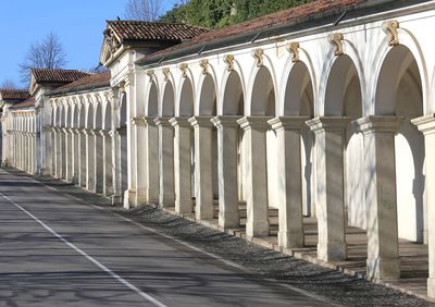 Walkway with arcades for pilgrims to reach the sanctuary of our lady called madonna di monte berico 