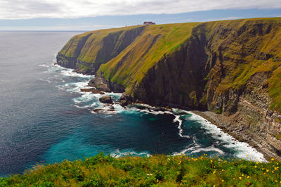 Coastal cliffs on cape st mary in newfoundland