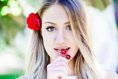 Close-up portrait of a beautiful young woman